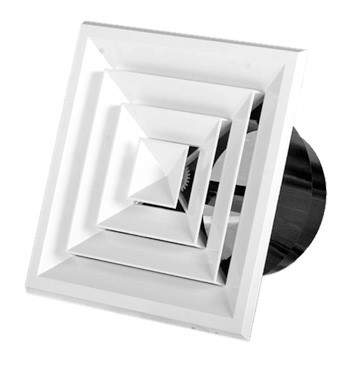 225.225 Bevel Edge 4Way Fixed Diffuser Metal White